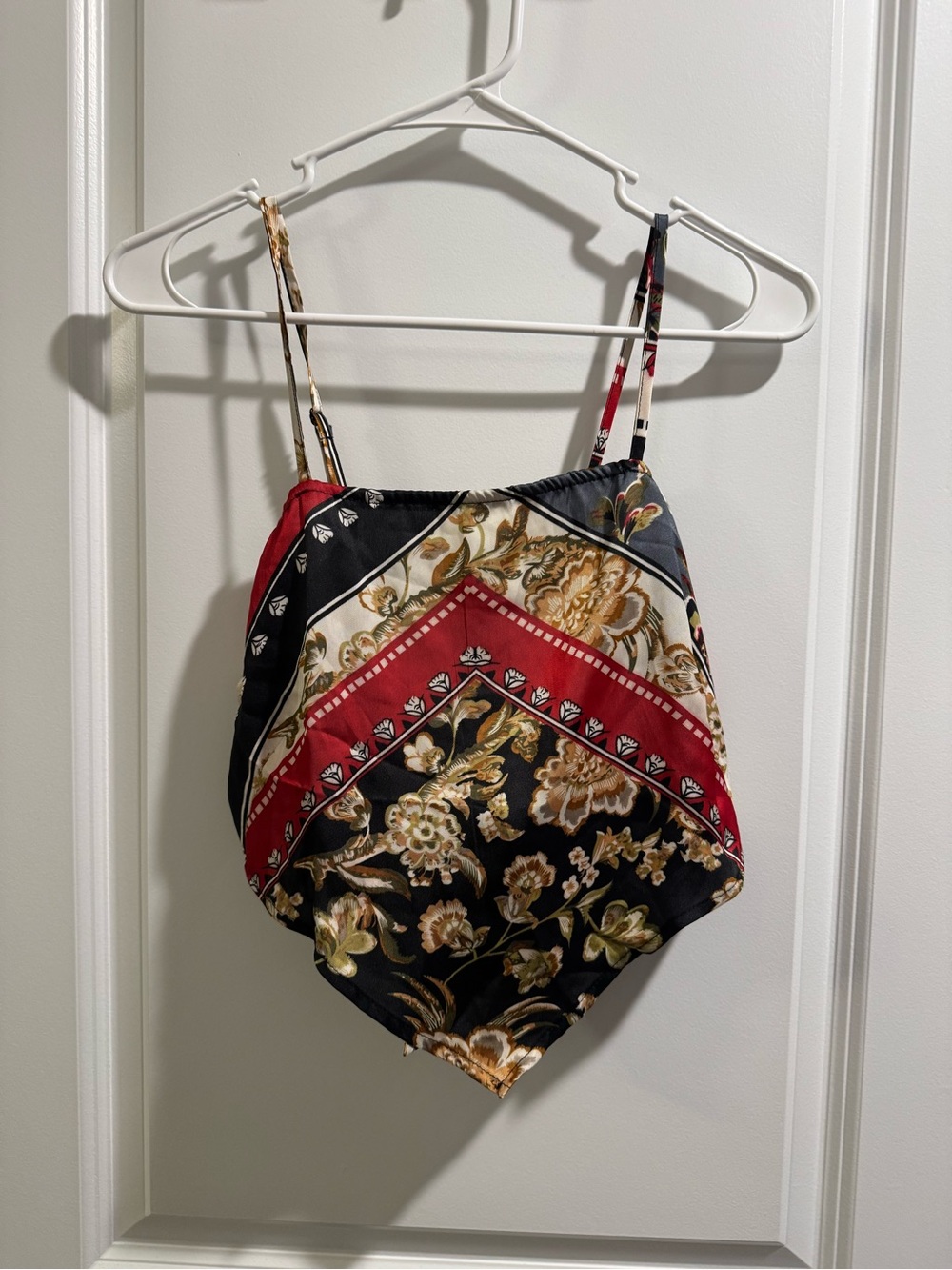 Kids One-Piece Floral Bandana Print Swimsuit in Black and Red